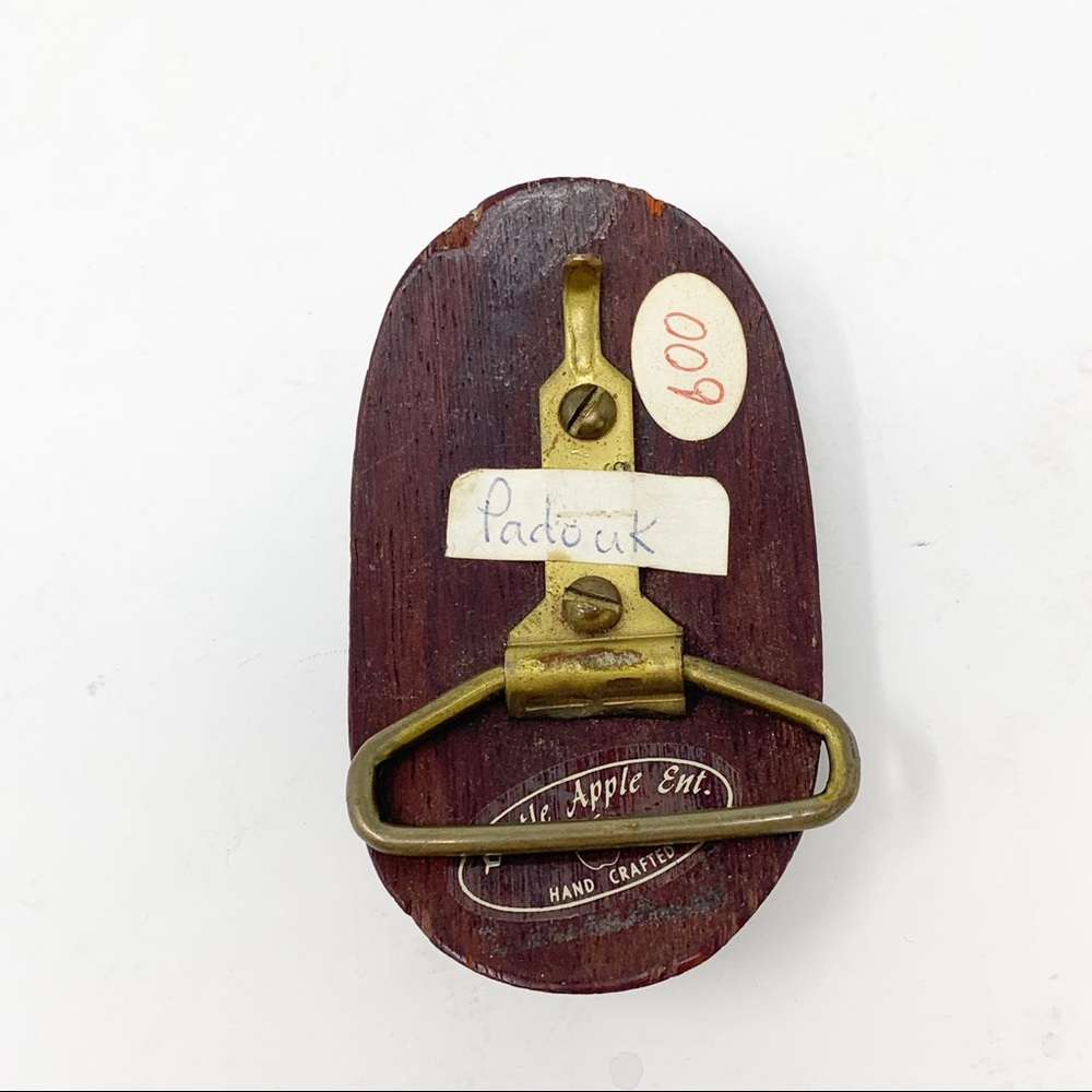 Vintage LITTLE APPLE ENT PADOUK Wood Belt Buckle - Picture 6 of 6